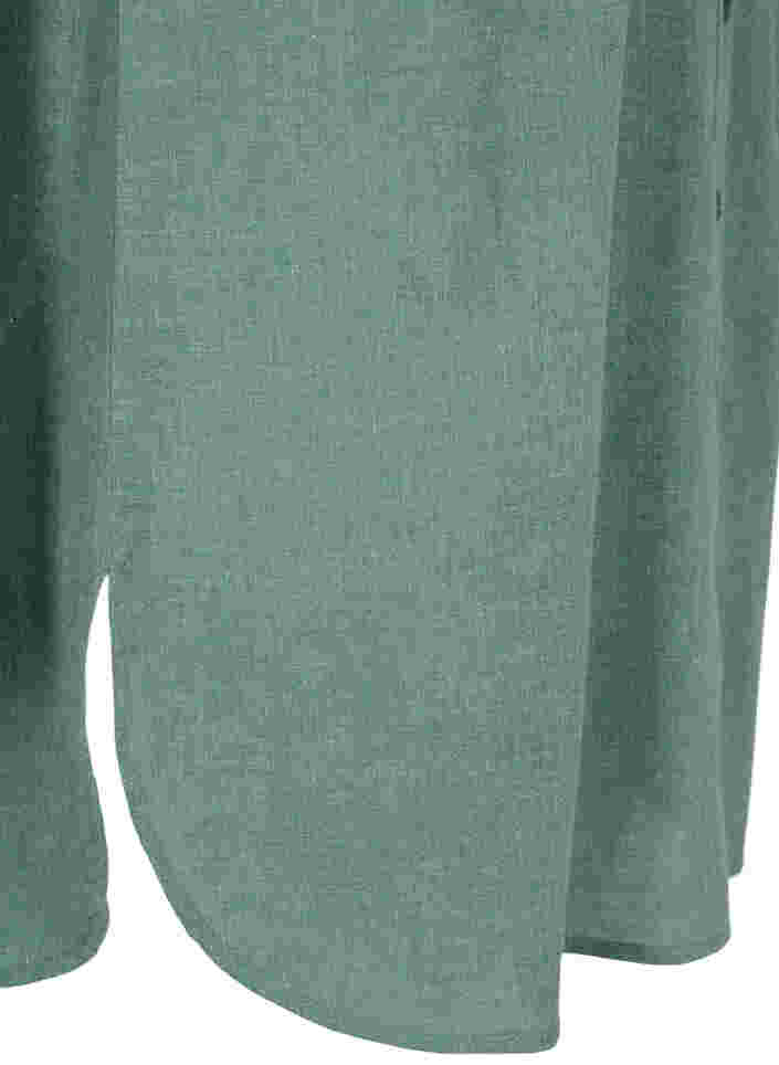 Lange Hemdbluse mit 3/4-Ärmeln und V-Ausschnitt, Balsam Green, Packshot image number 3