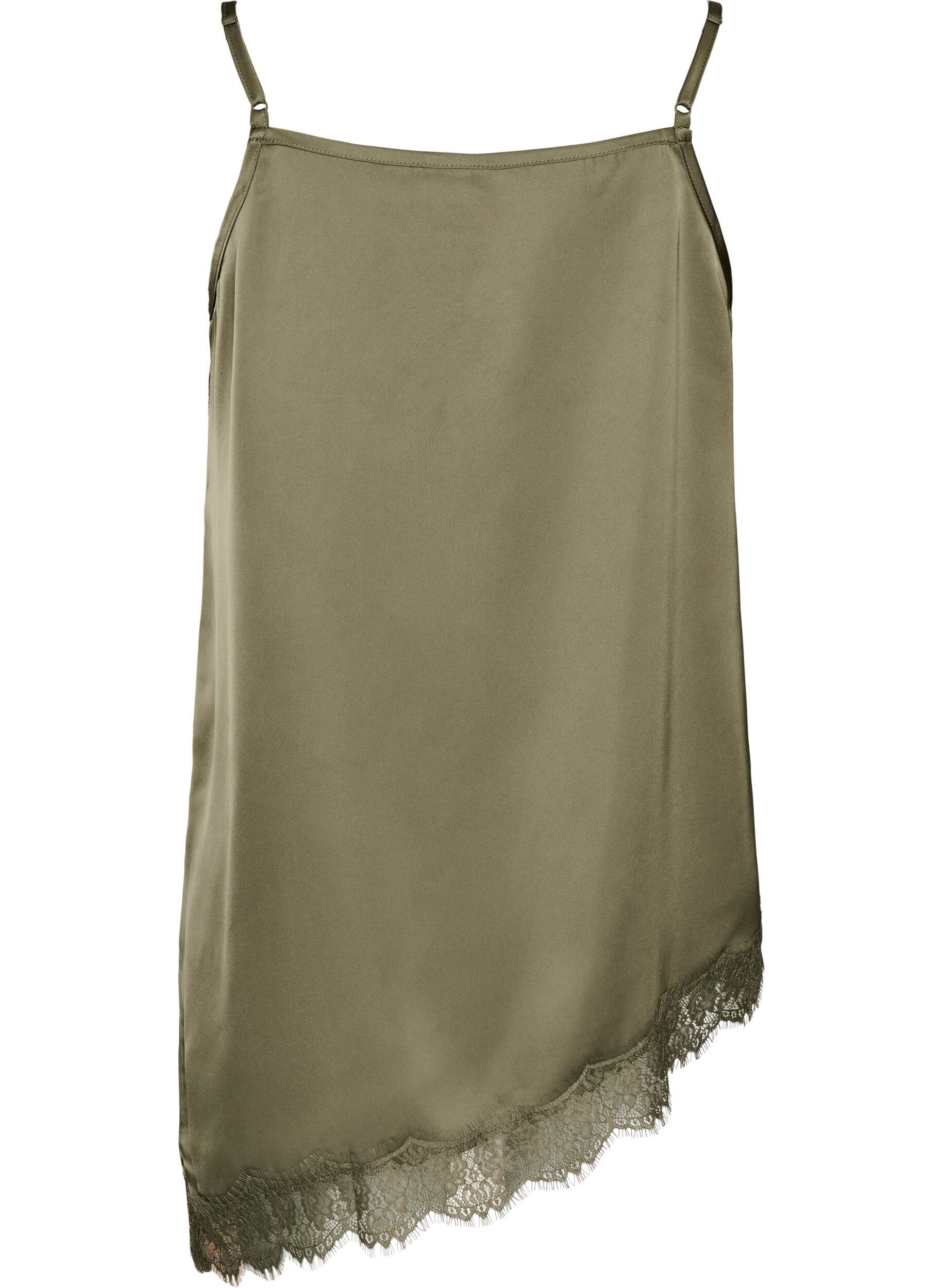 ZizziTr&auml;gertop mit Spitze und asymmetrischem Saum, Gr&uuml;n, Packshot image number 1