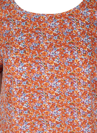 Bedrucktes Kleid mit kurzen Ärmeln, Orange Flower AOP, Packshot image number 2