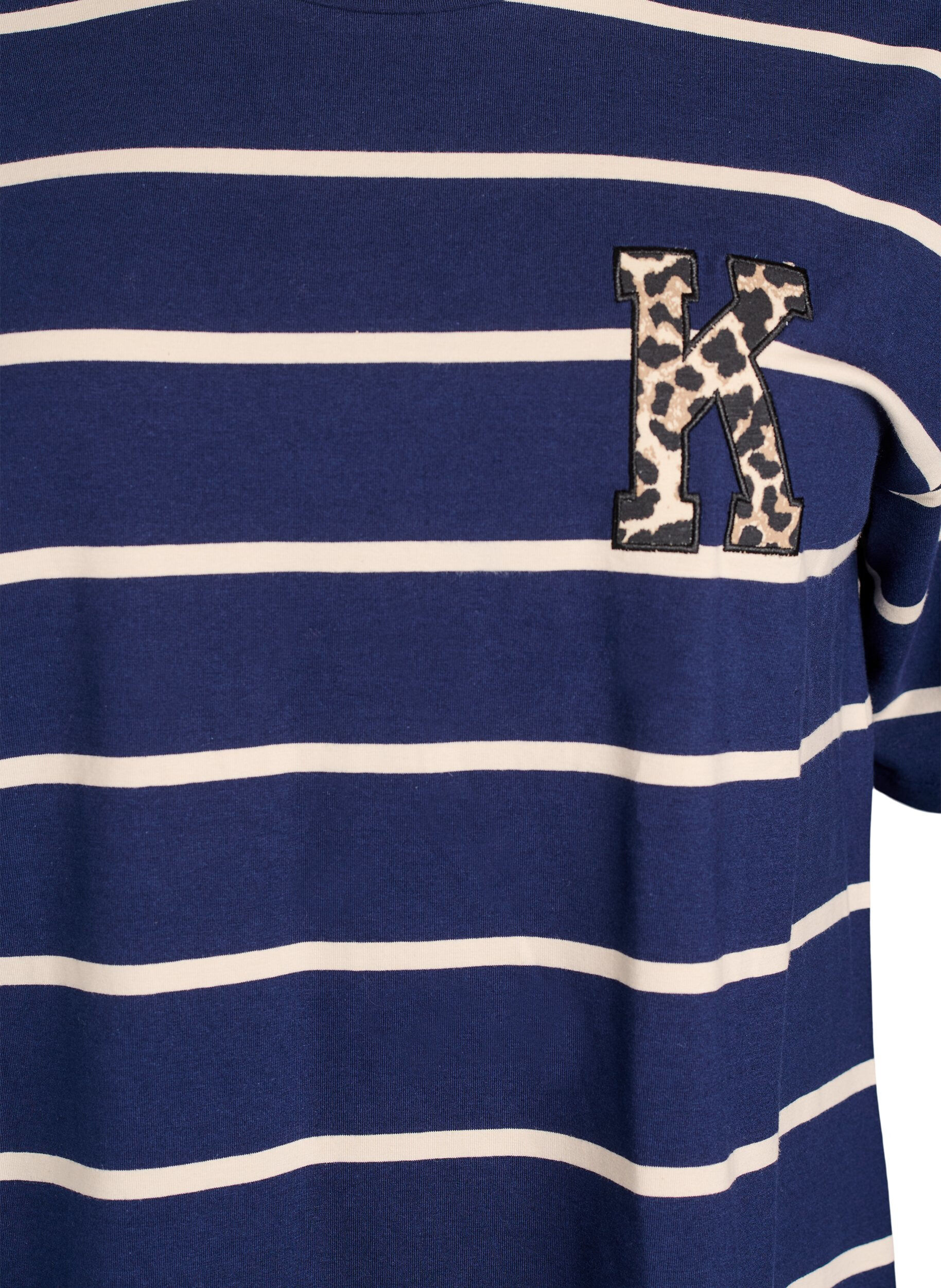 ZizziT-Shirt mit Streifen und Leopardendetail, Blau, Packshot image number 2