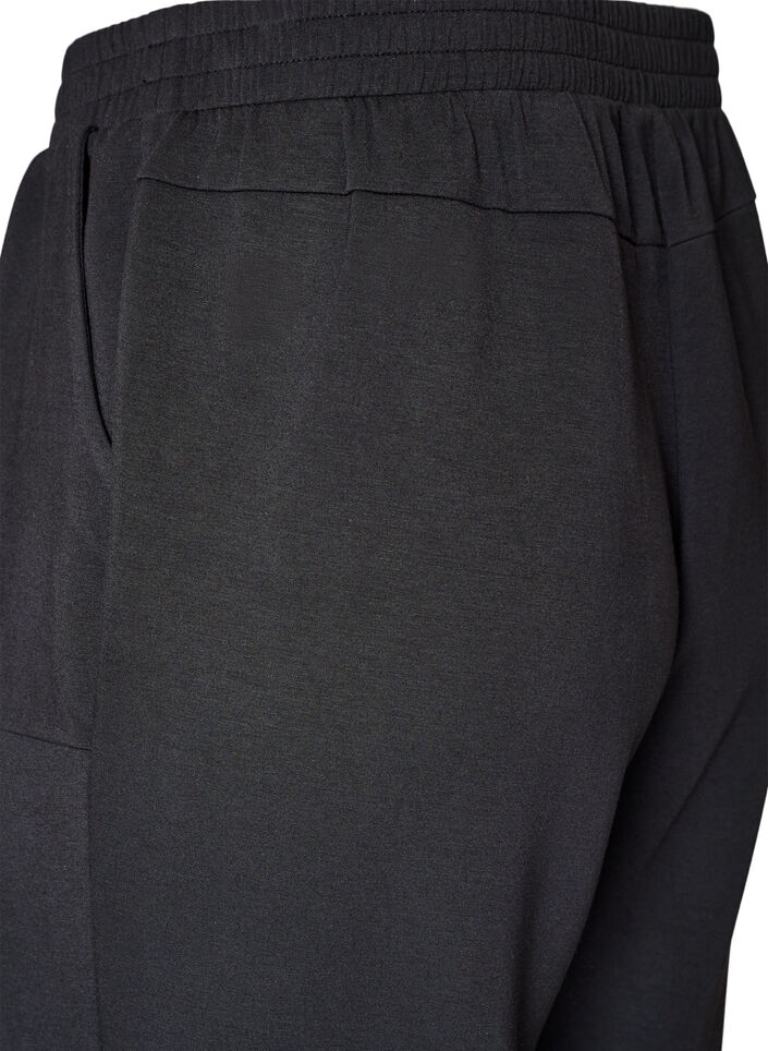 Lockere Hose aus Jersey mit hoher Taille und Taschen, Schwarz, Packshot image number 3