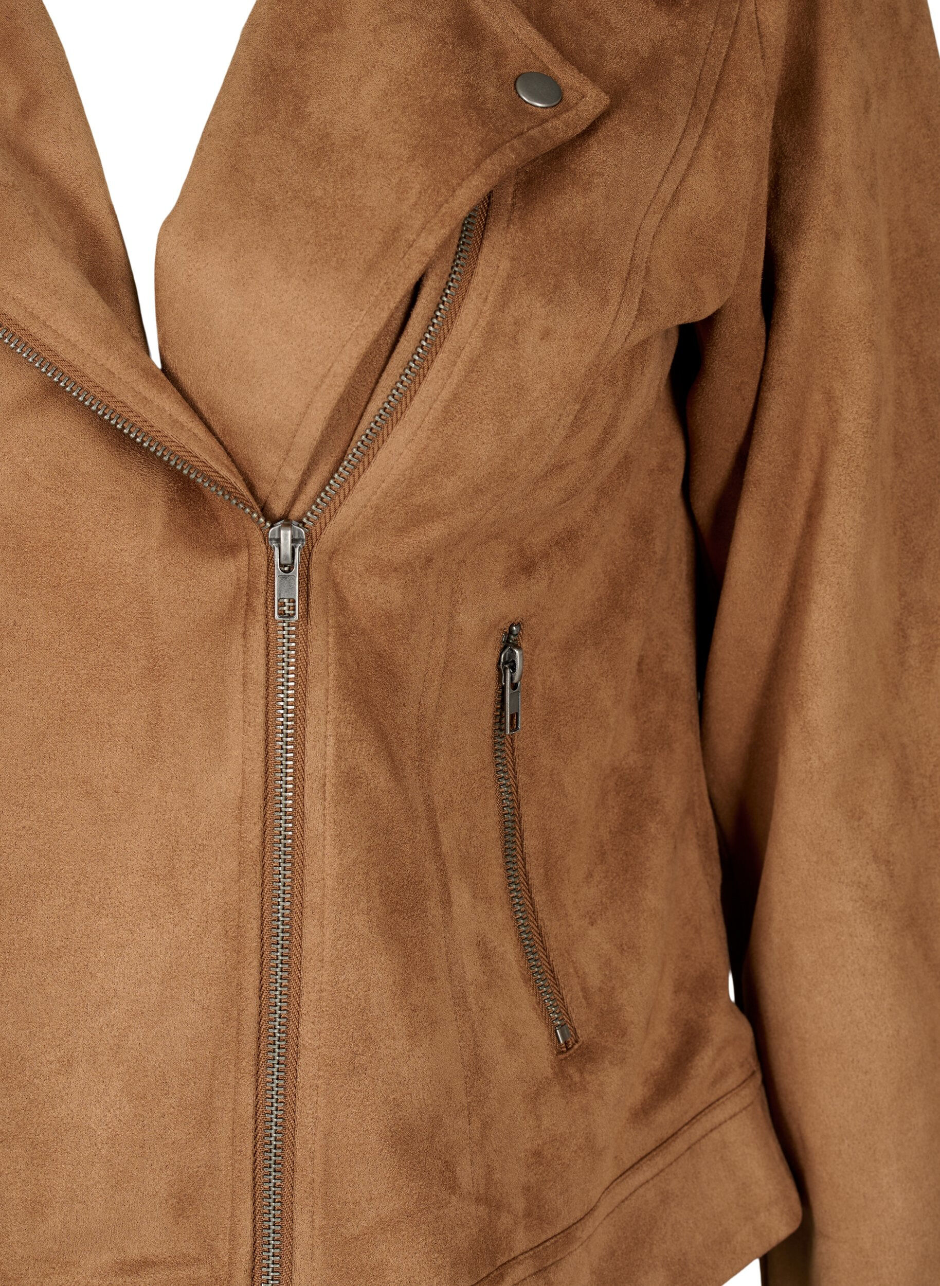 ZizziBikerjacke aus Wildlederimitat, Toasted Coconut, Packshot image number 2