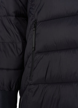 Lange gesteppte Winterjacke mit Taschen, Black, Packshot image number 3