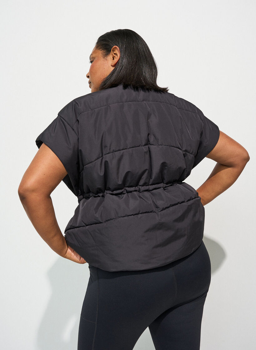 Steppweste mit verstellbarer Taille, Schwarz, Model image number 2
