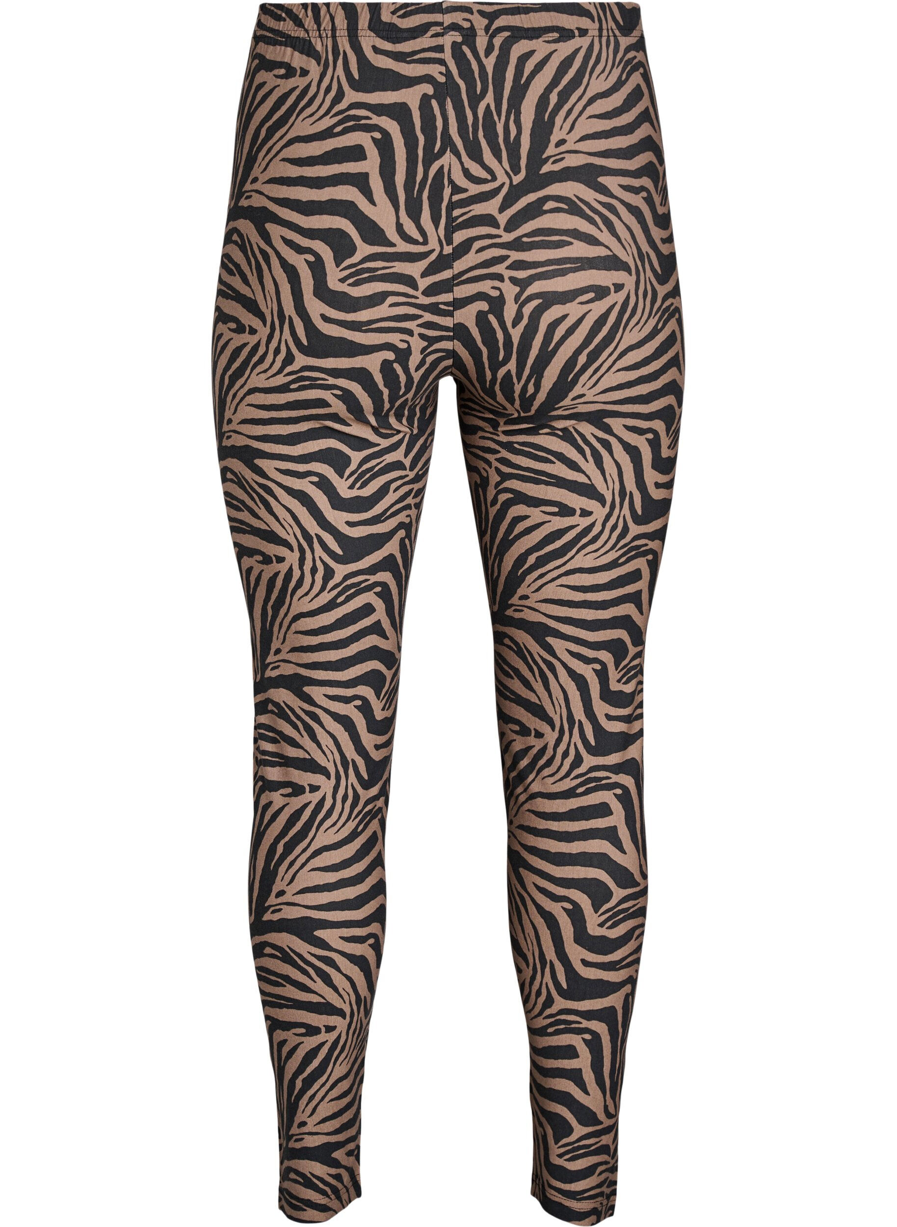 ZizziLeggings aus Viskose mit Zebraprint, Braun, Packshot image number 1