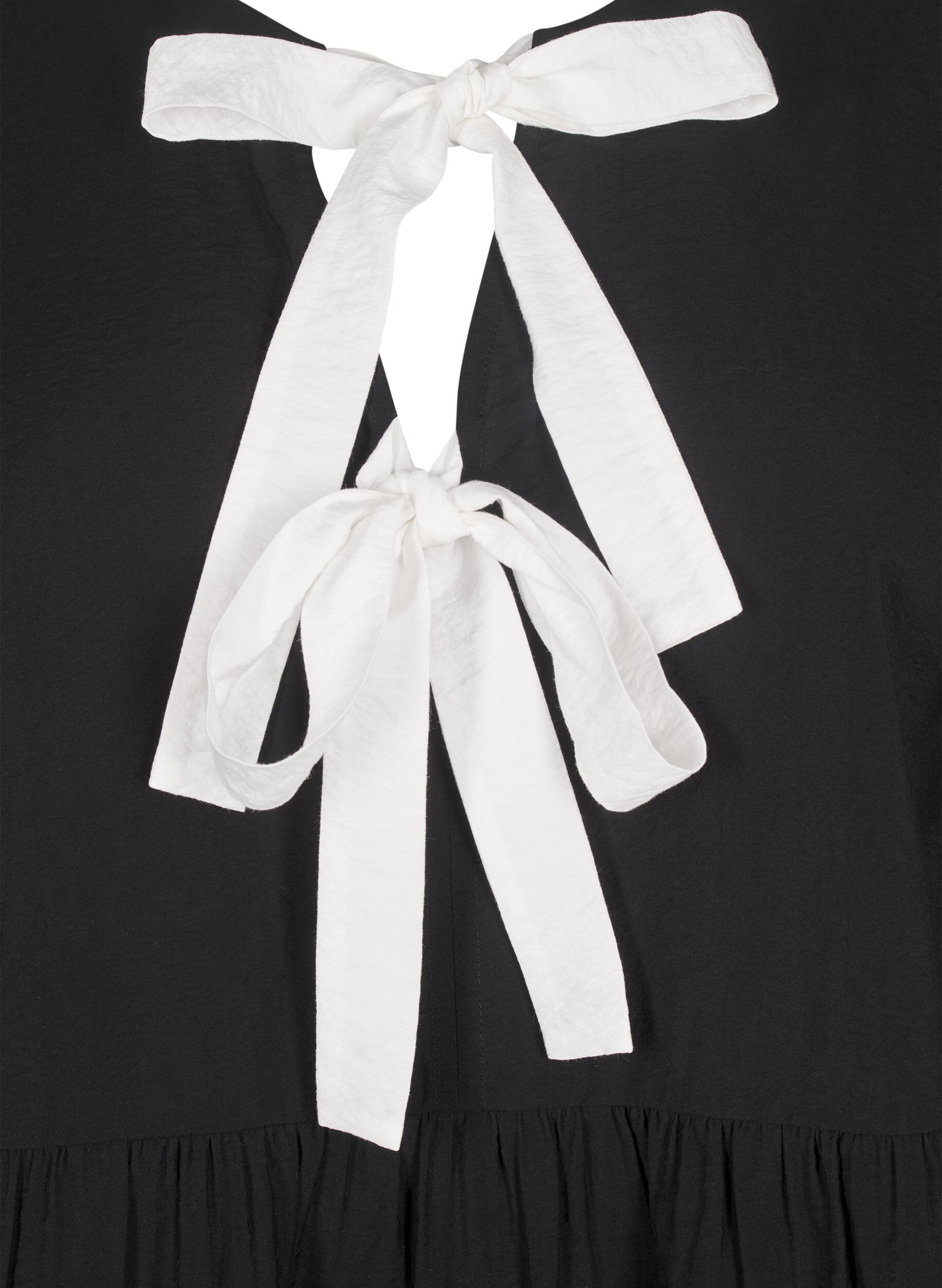 ZizziBluse aus Viskose mit Schleifen und langen &Auml;rmeln, Black White Bow, Packshot image number 2