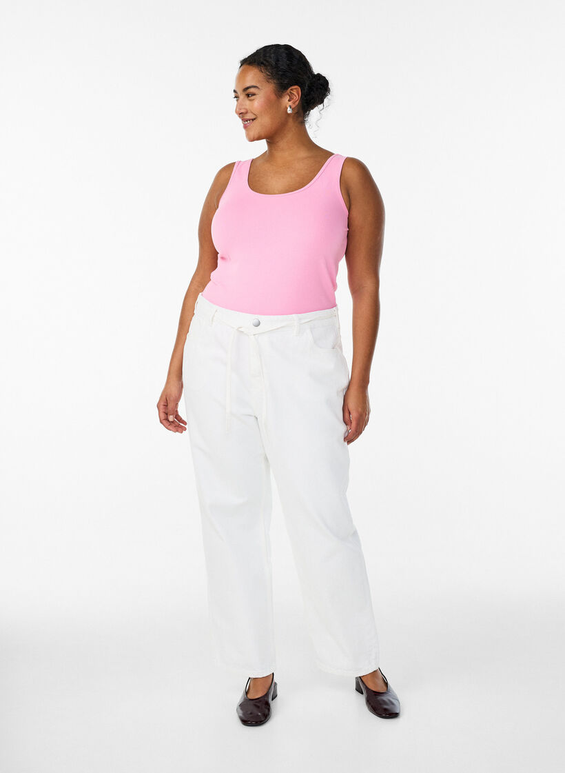 Einfarbiges Basic Top aus Baumwolle, Pink, Model image number 1