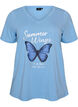 T-Shirt aus Baumwolle mit Frontprint und V-Ausschnitt, 0698, Packshot image number 0