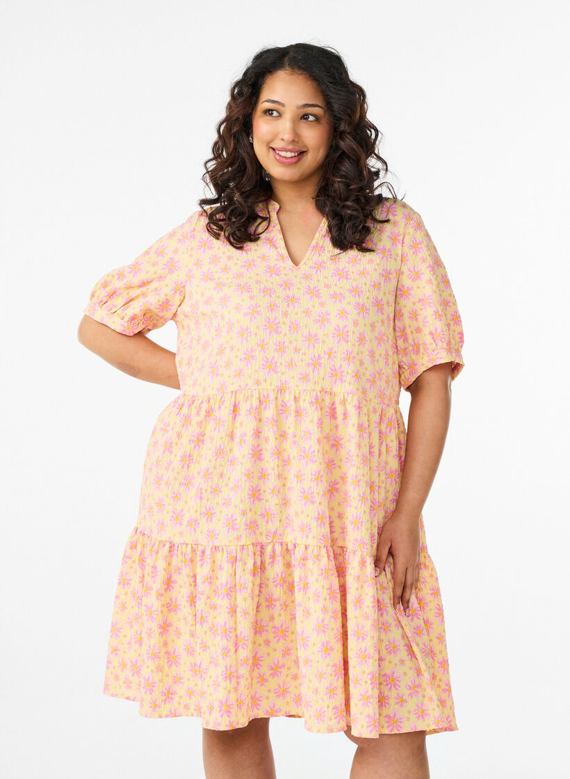 Kurzes A-Linien-Kleid, Gelb, Model image number 0