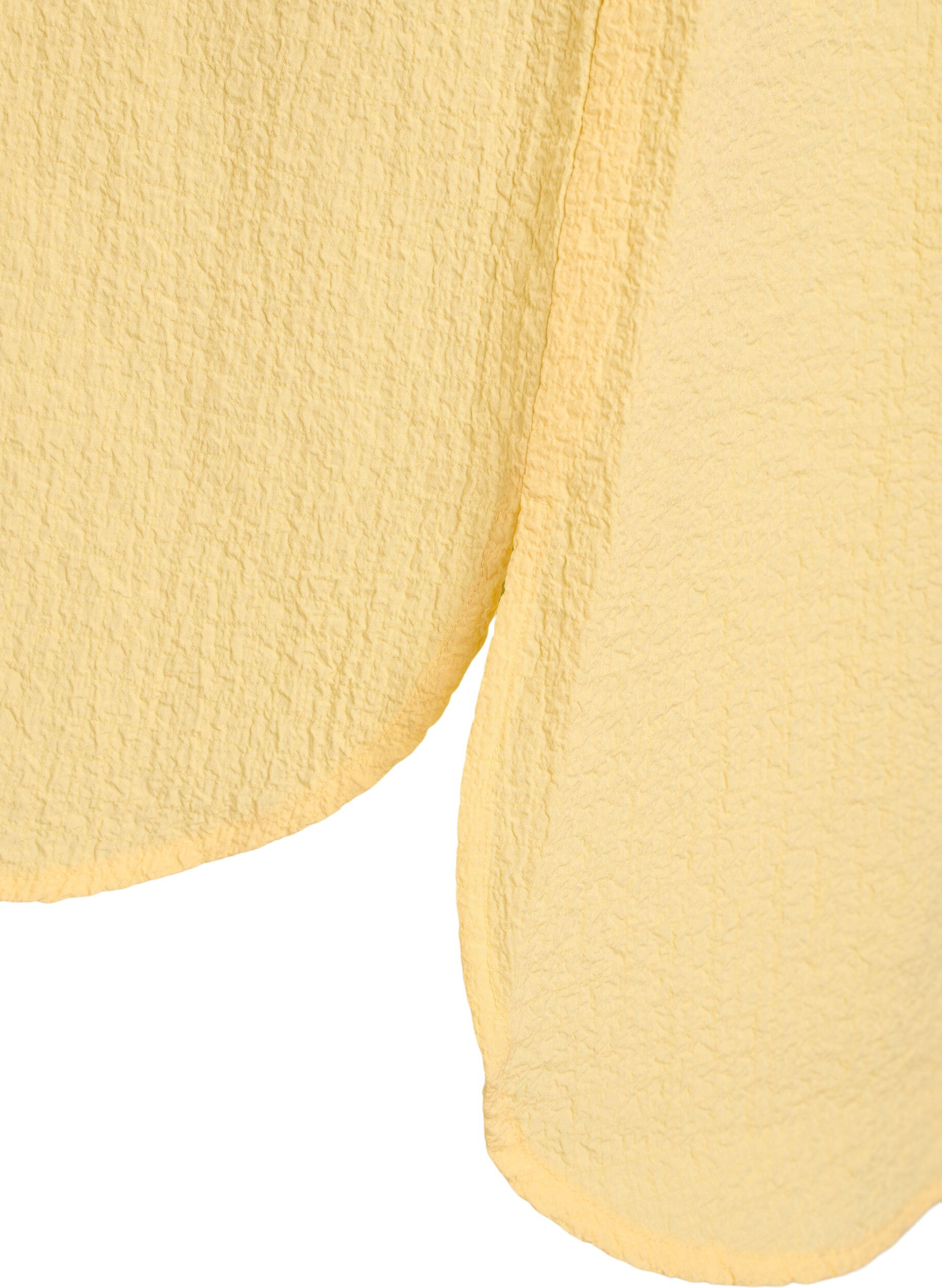 ZizziKurzes Kleid mit gecrinkelter Textur und kurzen &Auml;rmeln, Gelb, Packshot image number 3