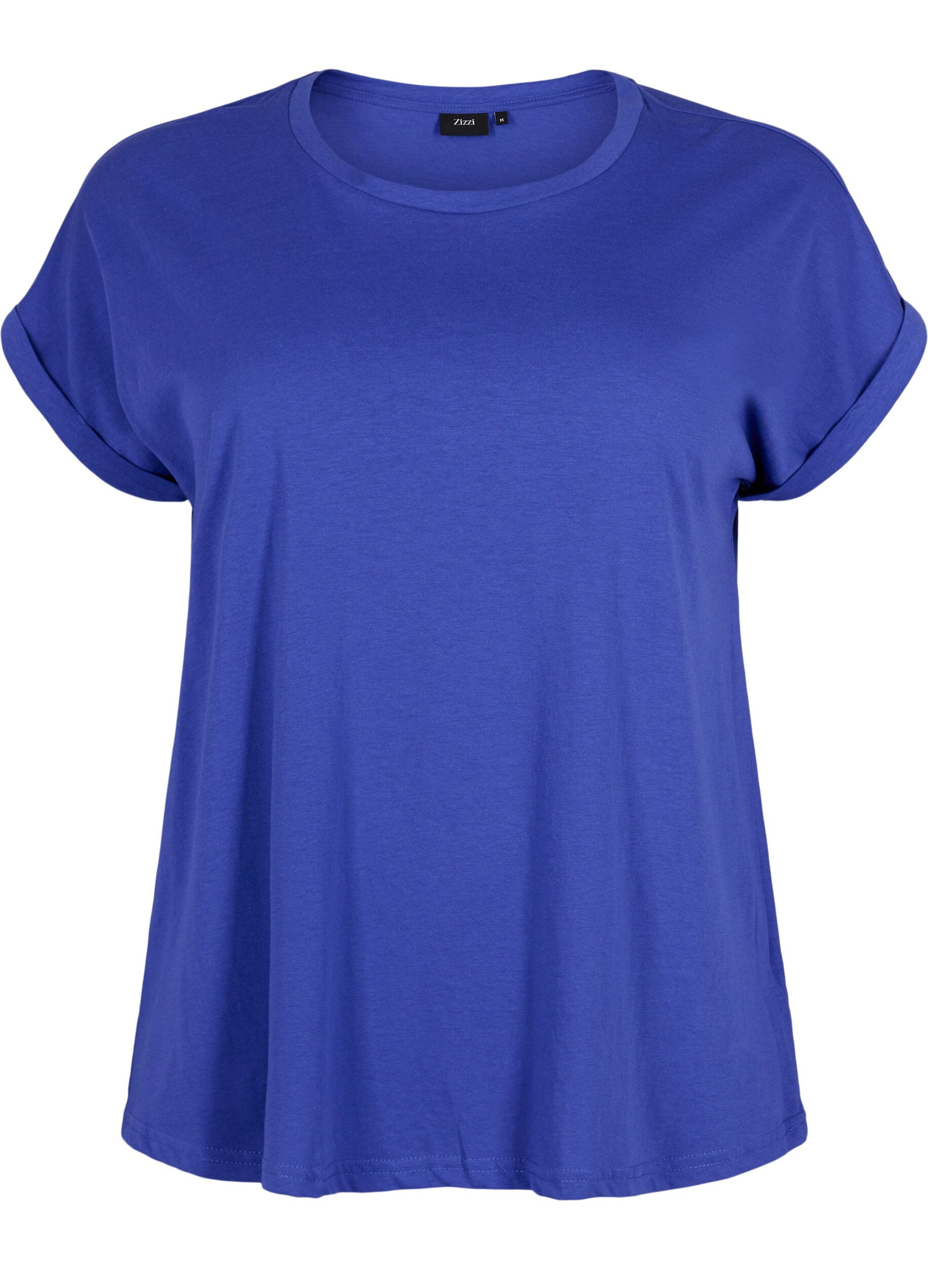 ZizziKurz&auml;rmeliges T-Shirt aus einer Baumwollmischung, Blau, Packshot image number 0