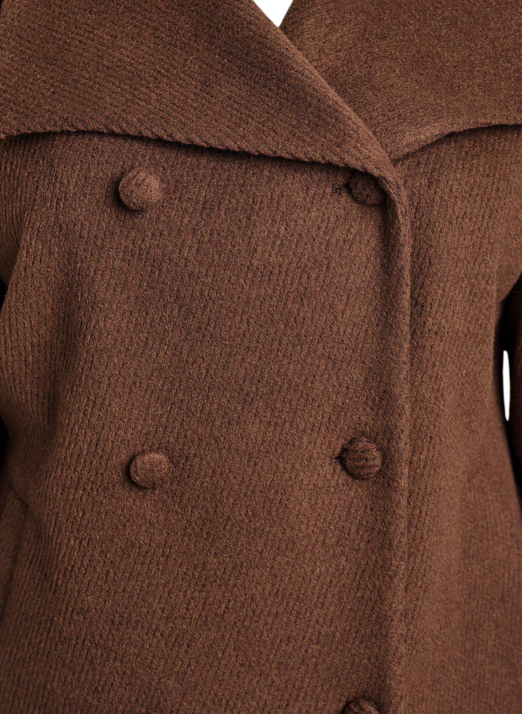 ZizziKurze Jacke aus Wolle mit Kragen und stoffbezogenen Kn&ouml;pfen, Braun, Packshot image number 2