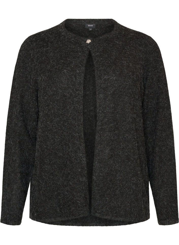 Strickjacke mit Rundhalsausschnitt und Knopfverschluss, Grau, Packshot image number 0
