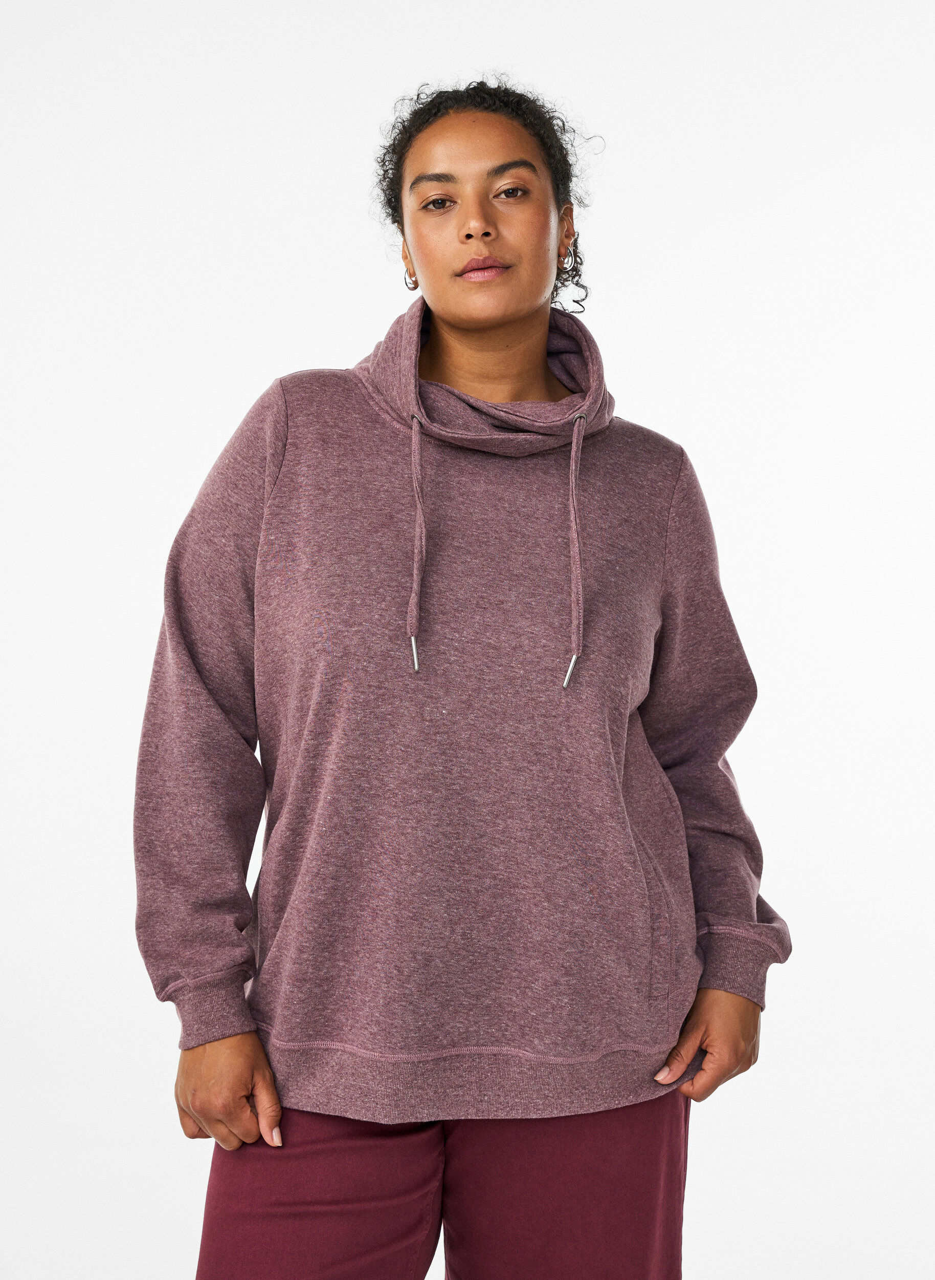 ZizziSweatshirt mit Stehkragen und Taschen, Rot, Model image number 0