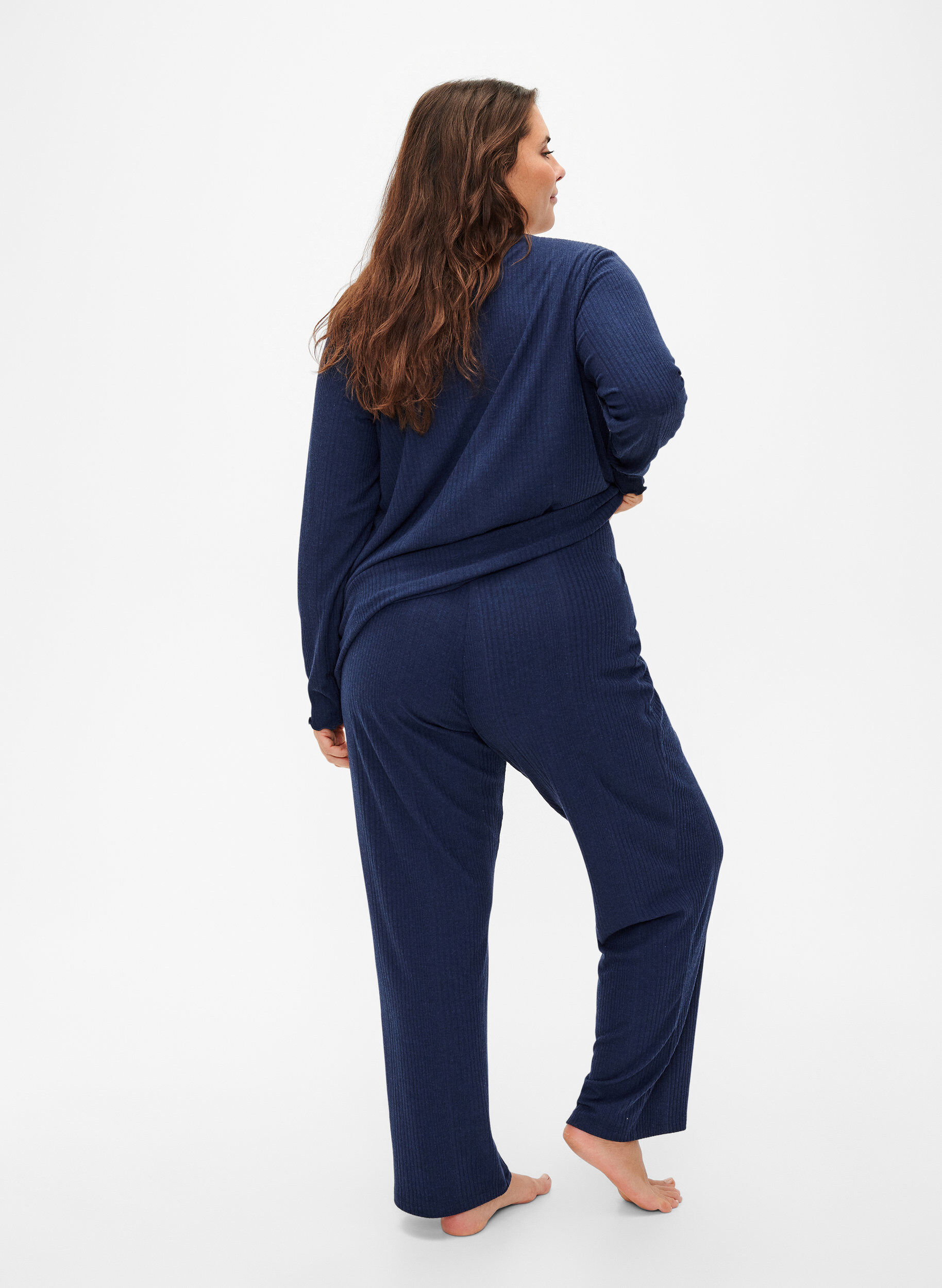 ZizziBequeme Hose mit gestreifter Textur, Night Sky Mel., Model image number 1