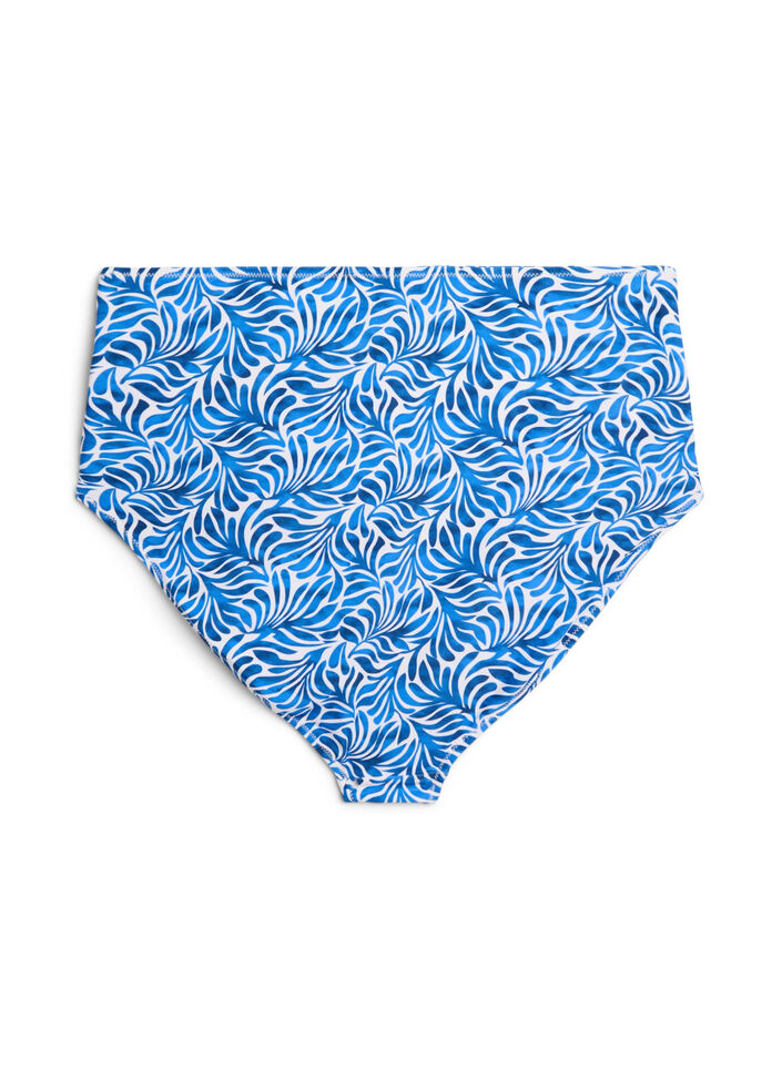 Bikini-Slip mit Print und hoher Taille, Blau, Packshot image number 1