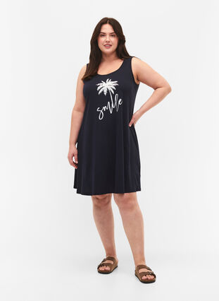 Ärmelloses Kleid aus Baumwolle mit A-Linie, Night Sky W. Smile, Model image number 2