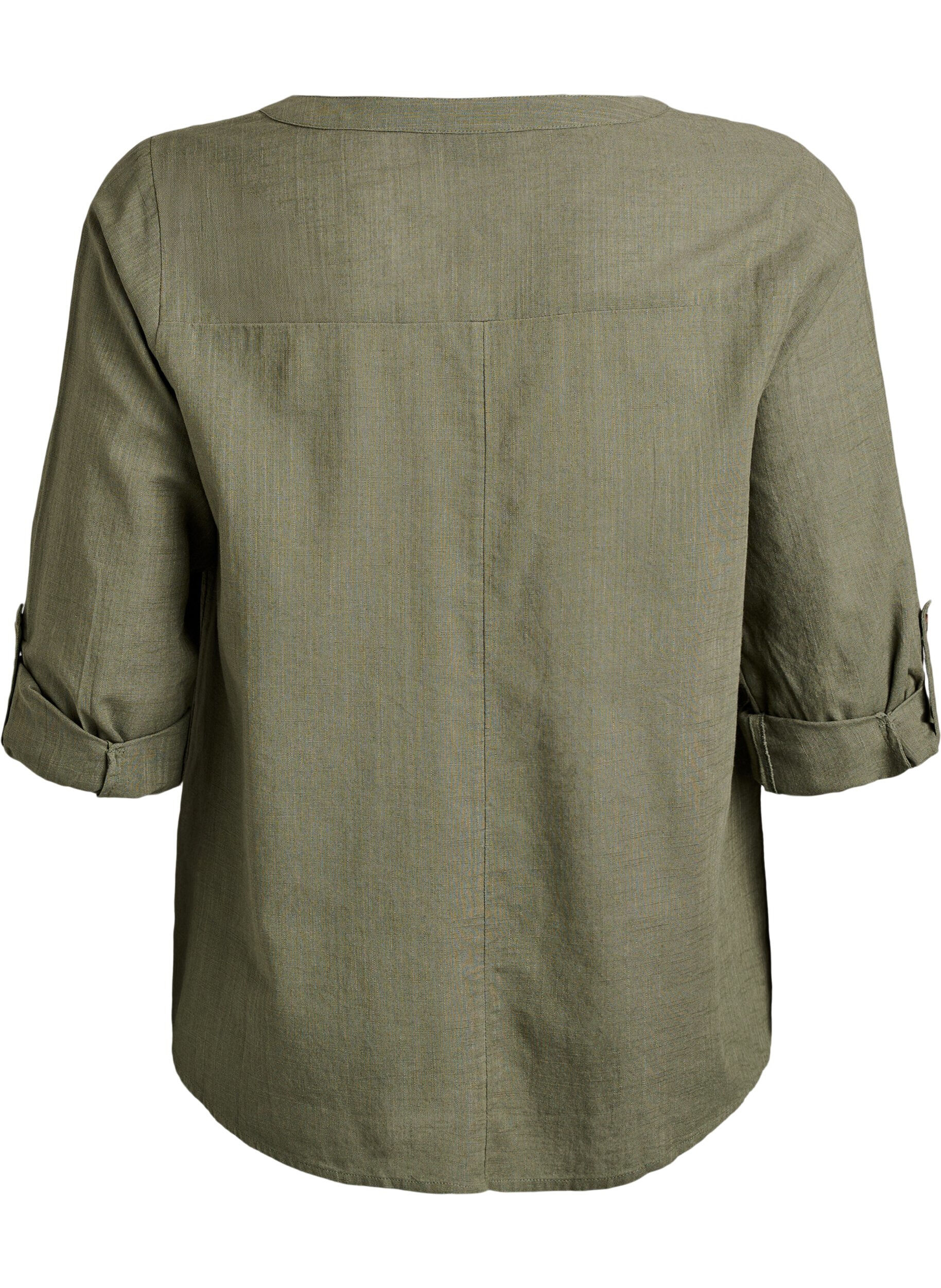 ZizziHemdbluse aus Baumwolle mit V-Ausschnitt, Gr&uuml;n, Packshot image number 1
