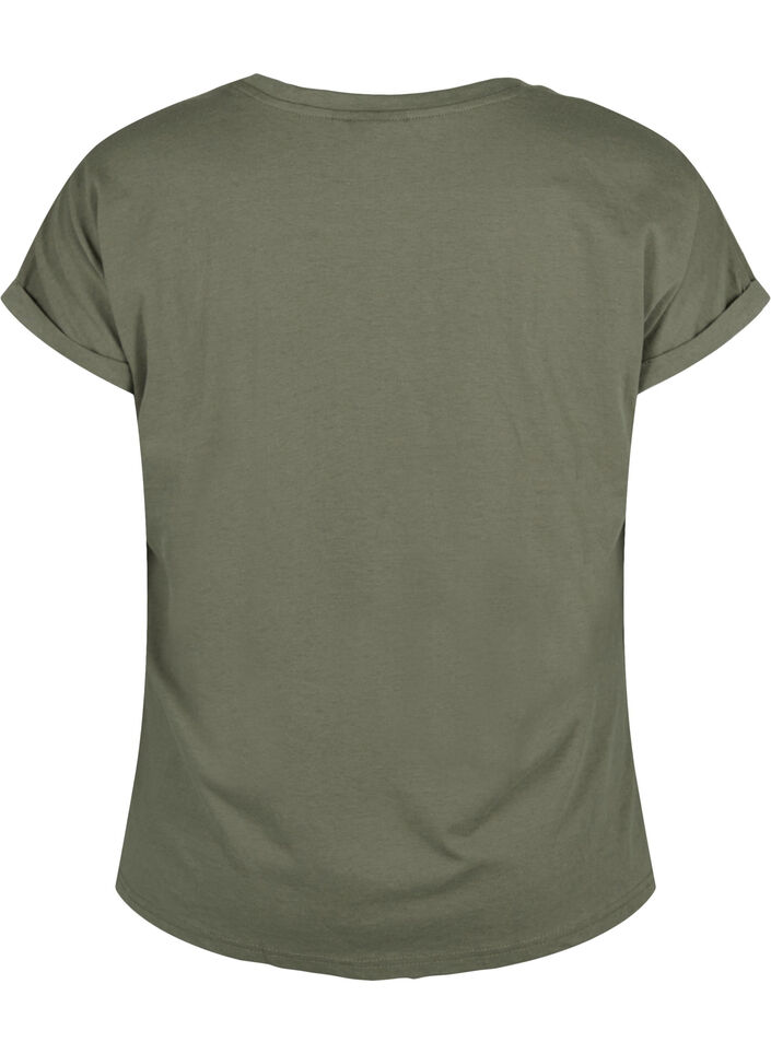 Kurz&auml;rmeliges T-Shirt aus einer Baumwollmischung, Gr&uuml;n, Packshot image number 1
