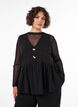 &Auml;rmellose Sch&ouml;&szlig;chenbluse mit dekorativen Kn&ouml;pfen, Schwarz, Model image number 0