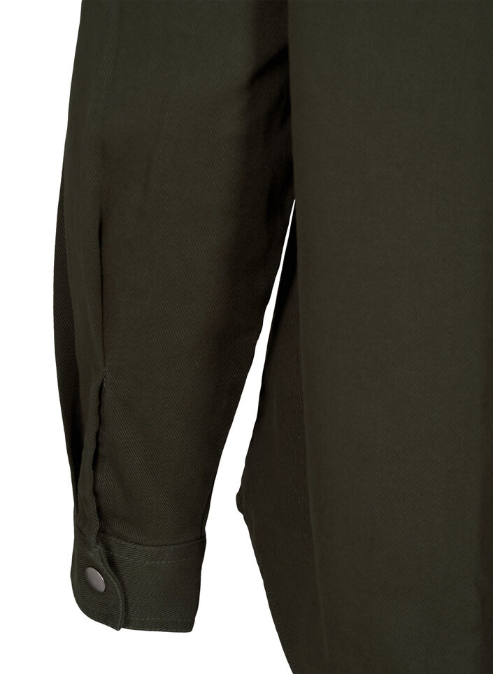 Unifarbenes Jeanshemd mit Brusttaschen, Forest Night, Packshot image number 3