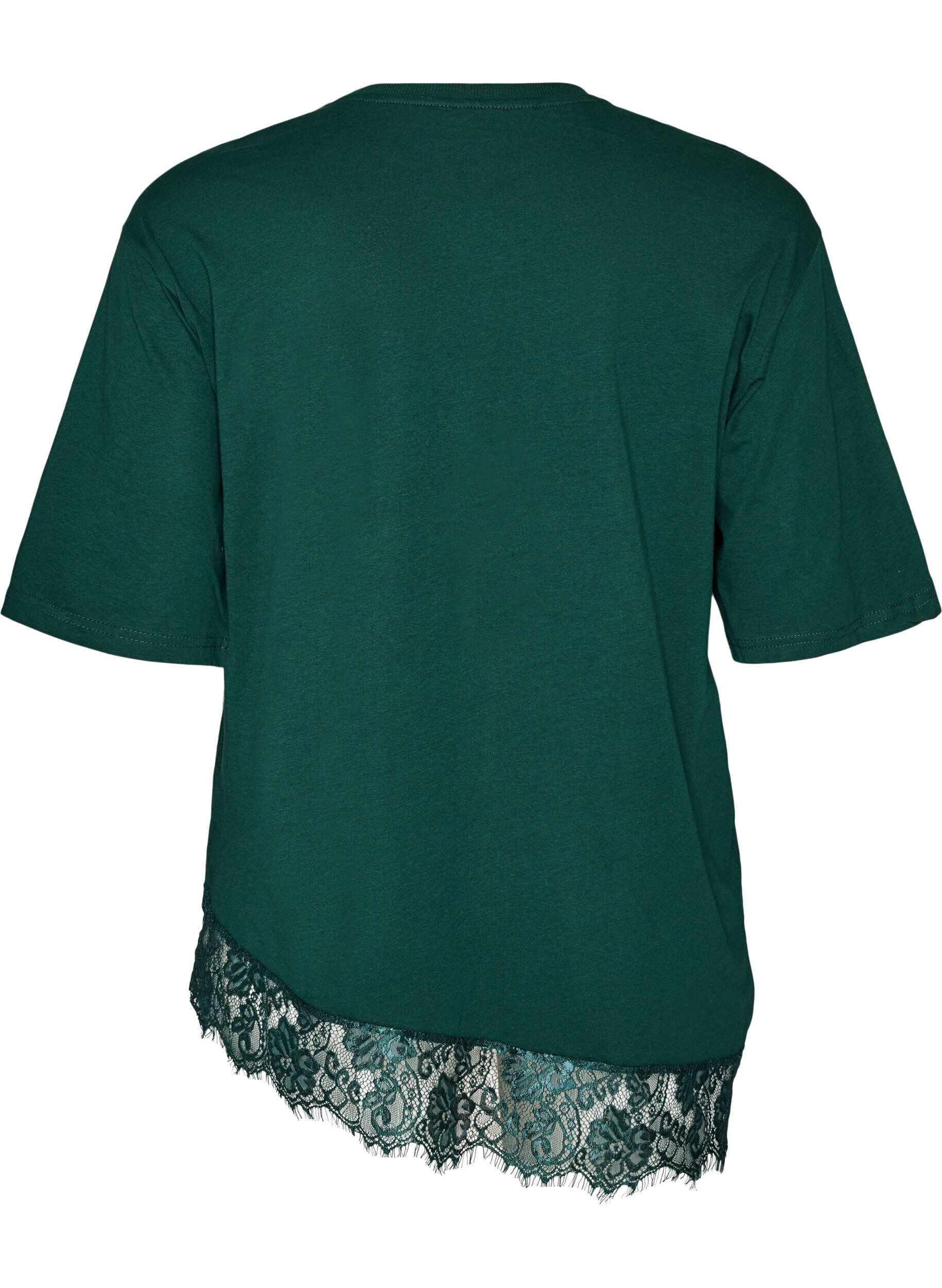 ZizziT-Shirt mit asymmetrischem Spitzensaum, Gr&uuml;n, Packshot image number 1