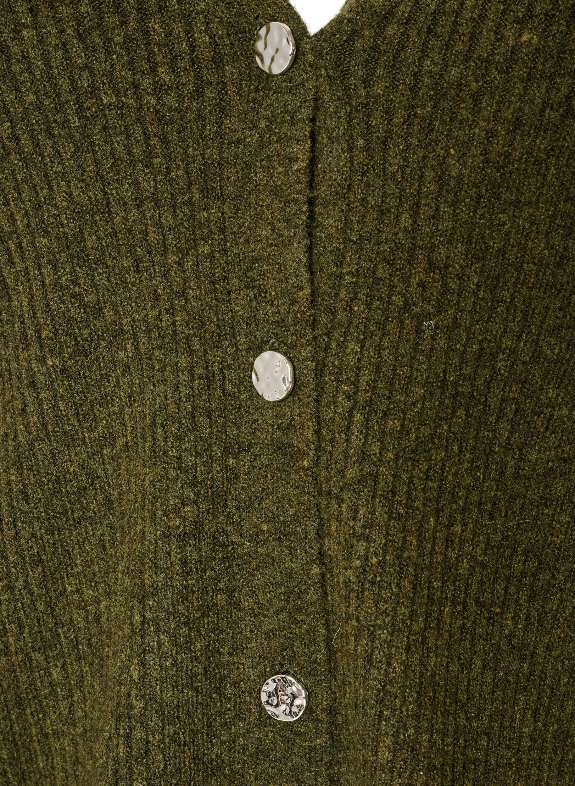 ZizziStrickjacke mit V-Ausschnitt und Rippstruktur, Gr&uuml;n, Packshot image number 2
