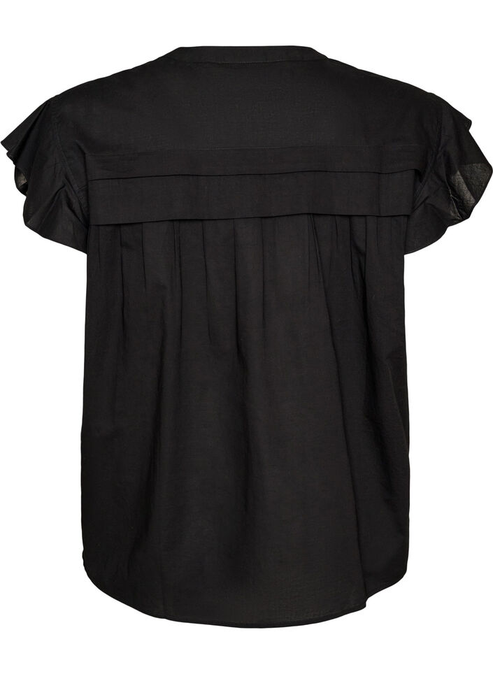 &Auml;rmellose Hemdbluse in A-Linie aus Baumwolle, Schwarz, Packshot image number 1