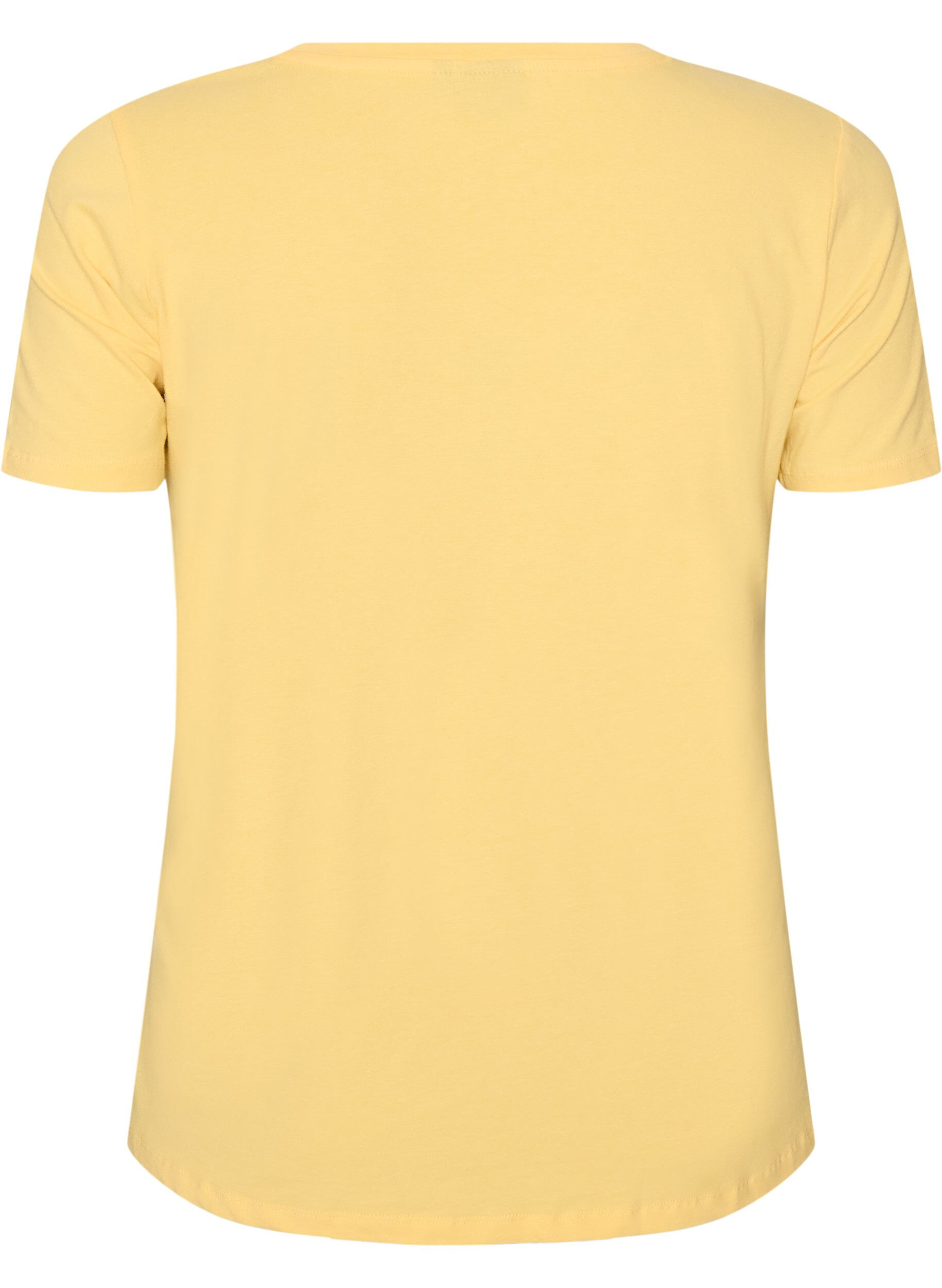 ZizziEinfarbiges basic T-Shirt aus Baumwolle, Gelb, Packshot image number 1