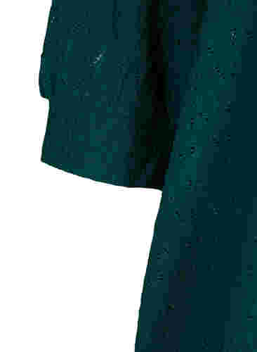 Bluse mit 3/4 Ärmeln und Strukturmuster, Deep Teal, Packshot image number 3