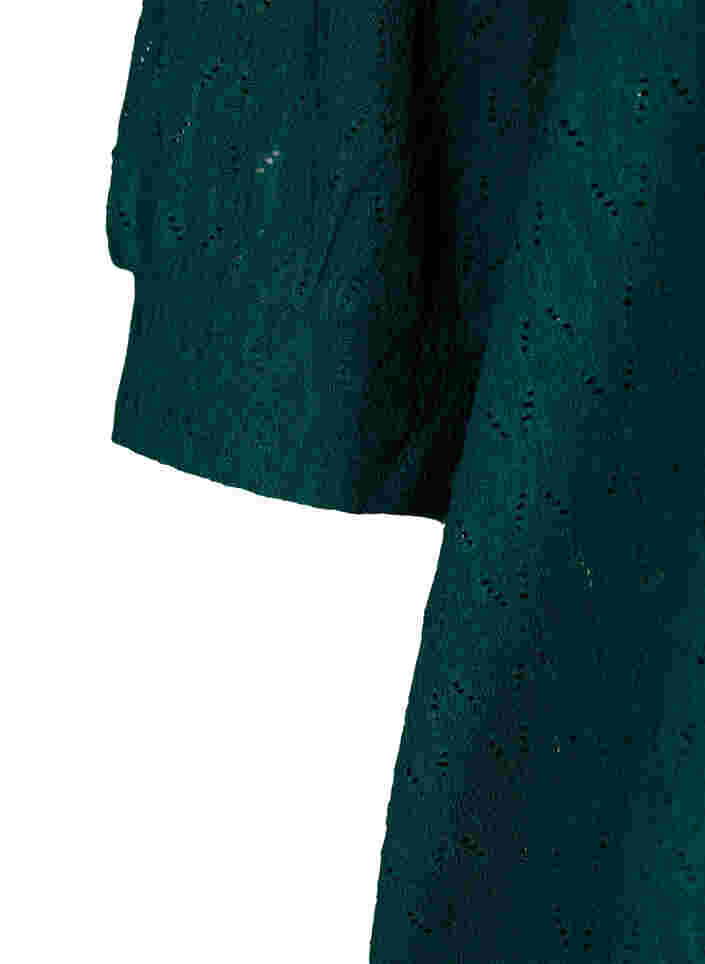 Bluse mit 3/4 Ärmeln und Strukturmuster, Deep Teal, Packshot image number 3