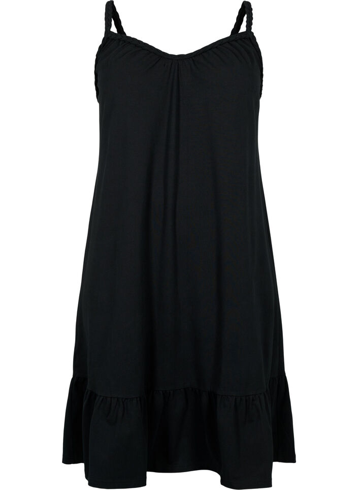 Strandkleid aus Viskose mit geflochtenen Trägern, Black, Packshot image number 0