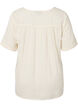 Bluse aus Baumwolle mit Stickerei und kurzen Ärmeln, Buttercream, Packshot image number 1