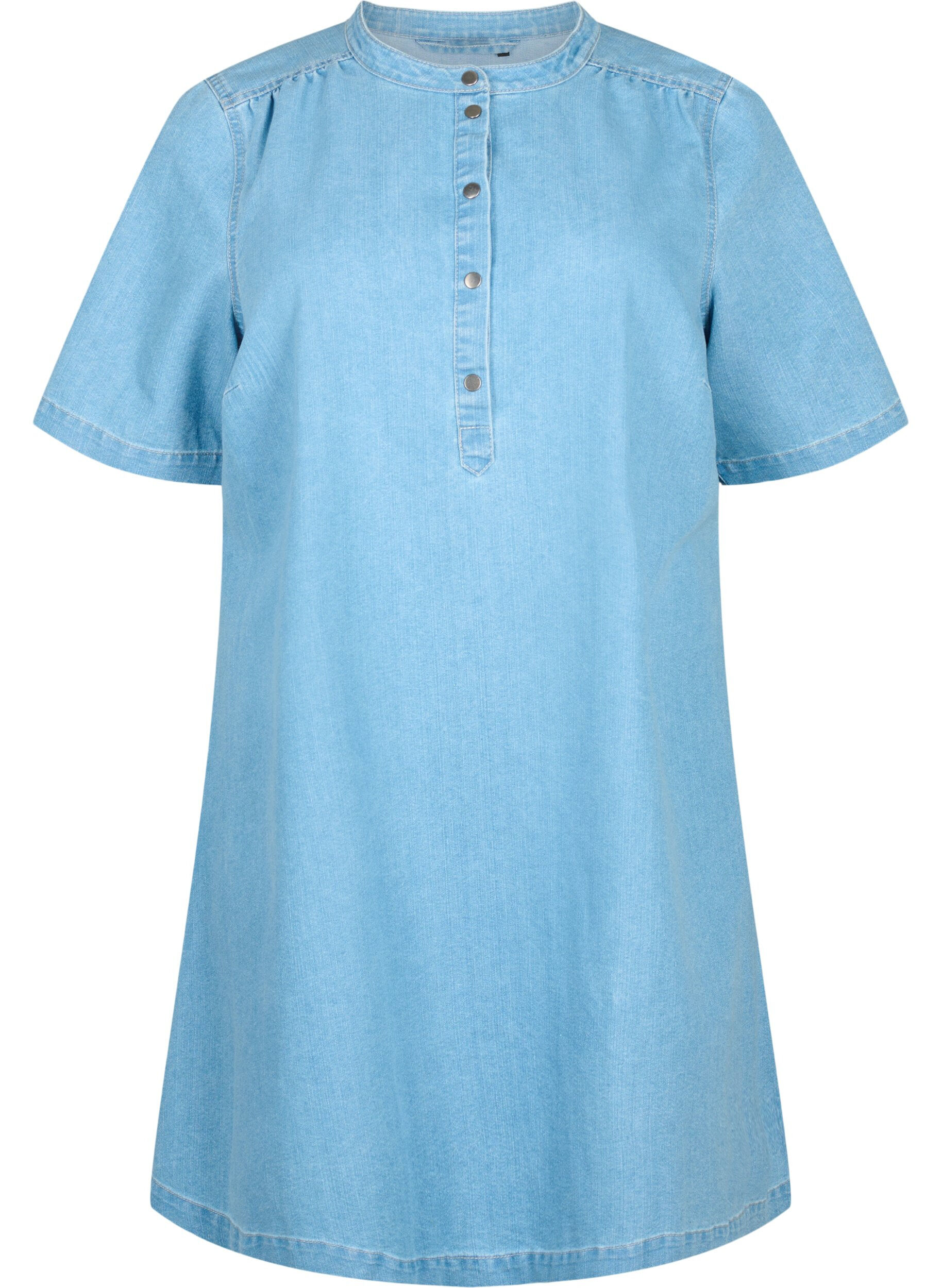 ZizziA-f&ouml;rmiges Jeanskleid mit kurzen &Auml;rmeln, Light blue denim, Packshot image number 0