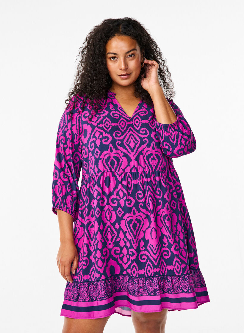 Kurzes Kleid mit Print und A-Form, Night Sky AOP, Model image number 0