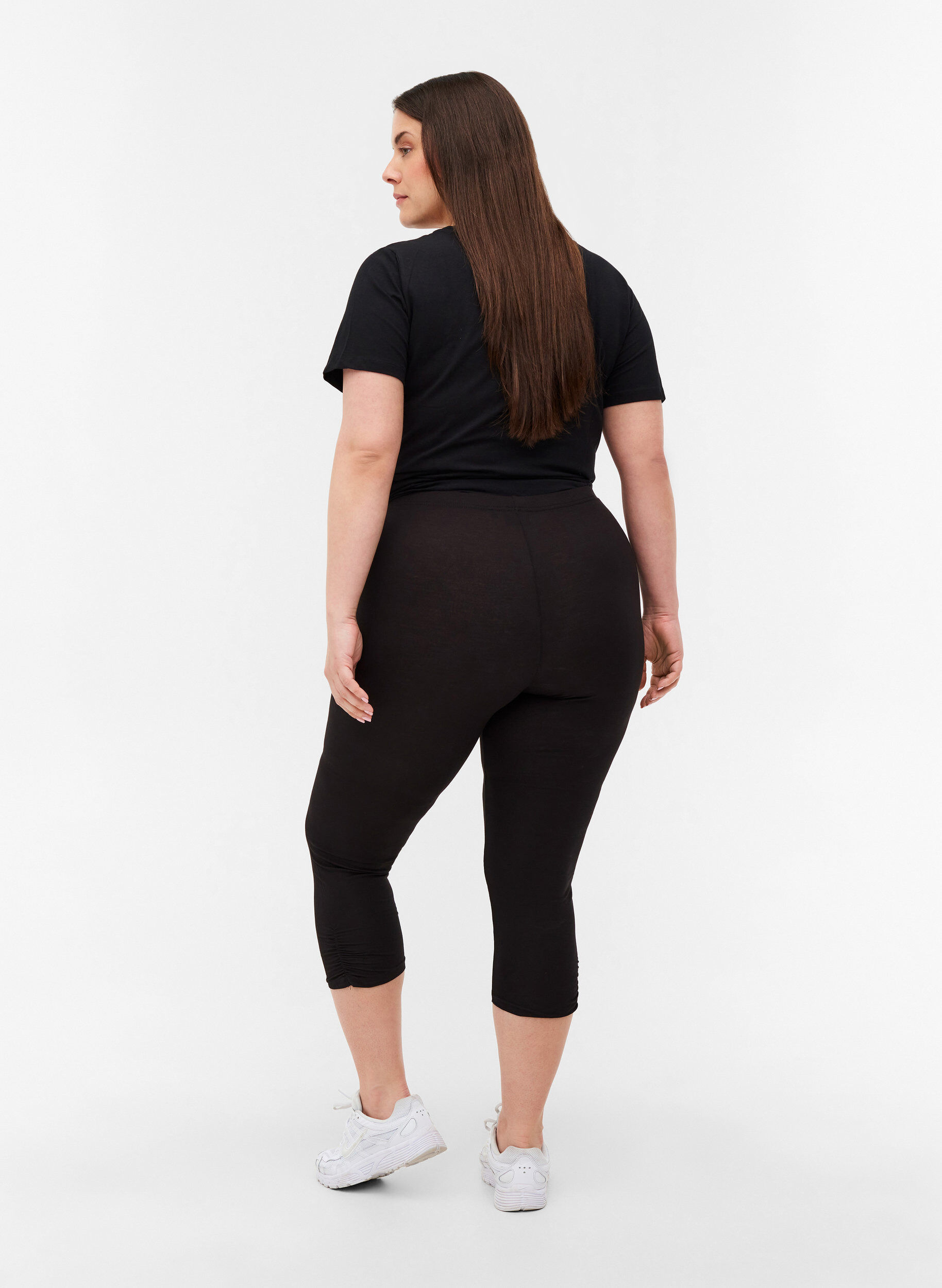 ZizziBasic 3/4-Leggings mit Faltendetails, Black, Model image number 1
