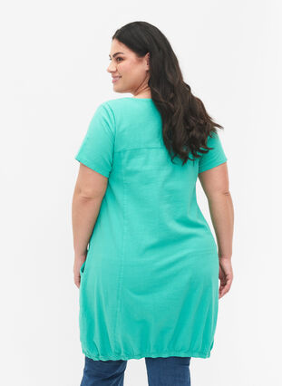 Kurzarm Kleid aus Baumwolle, Aqua Green, Model image number 1