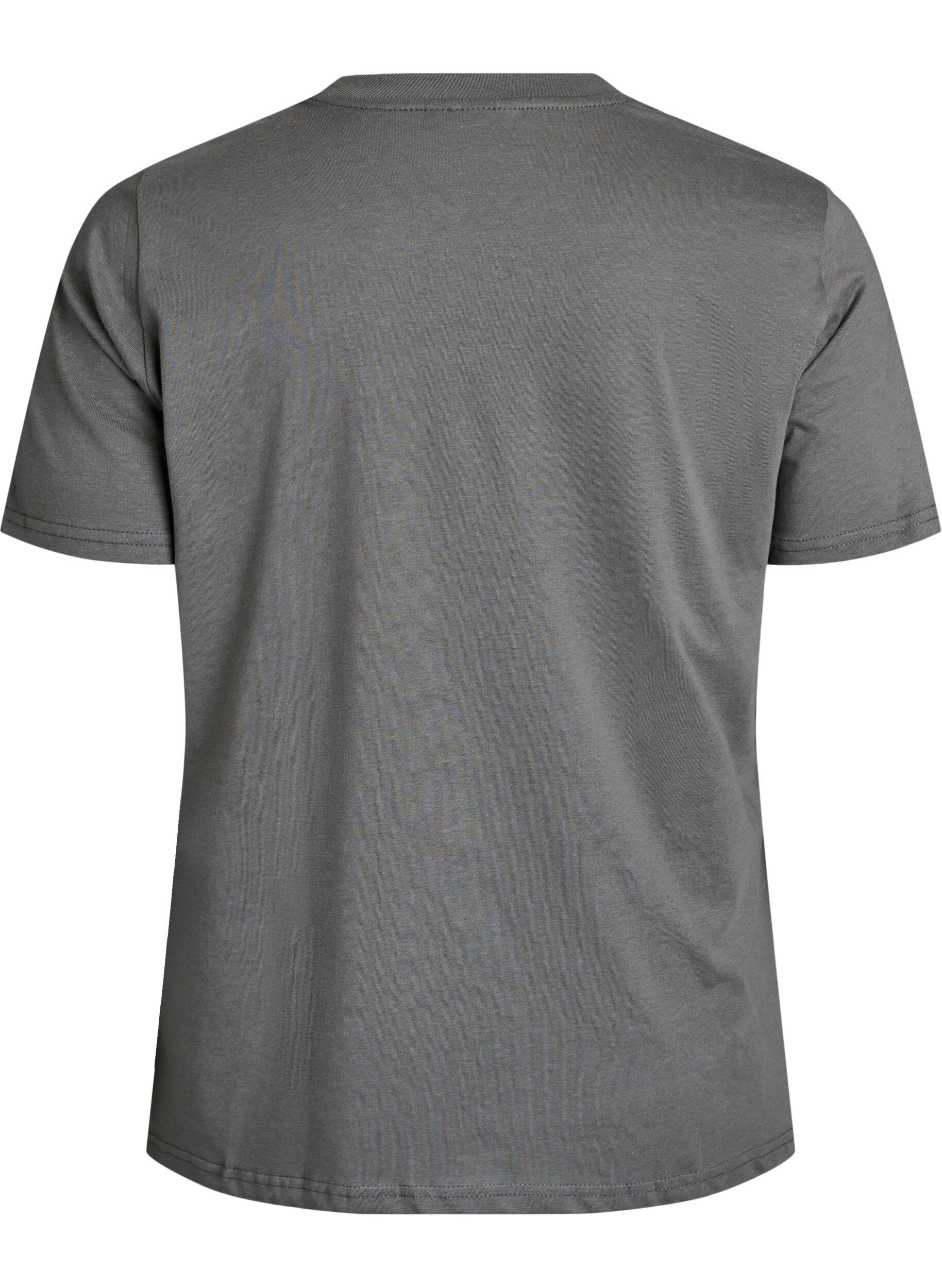 ZizziBasic-T-Shirt aus Baumwolle mit Rundhalsausschnitt, Grau, Packshot image number 1