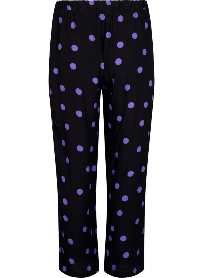Viskosehose mit Punkten, Black w. Purple Dot, Packshot image number 1