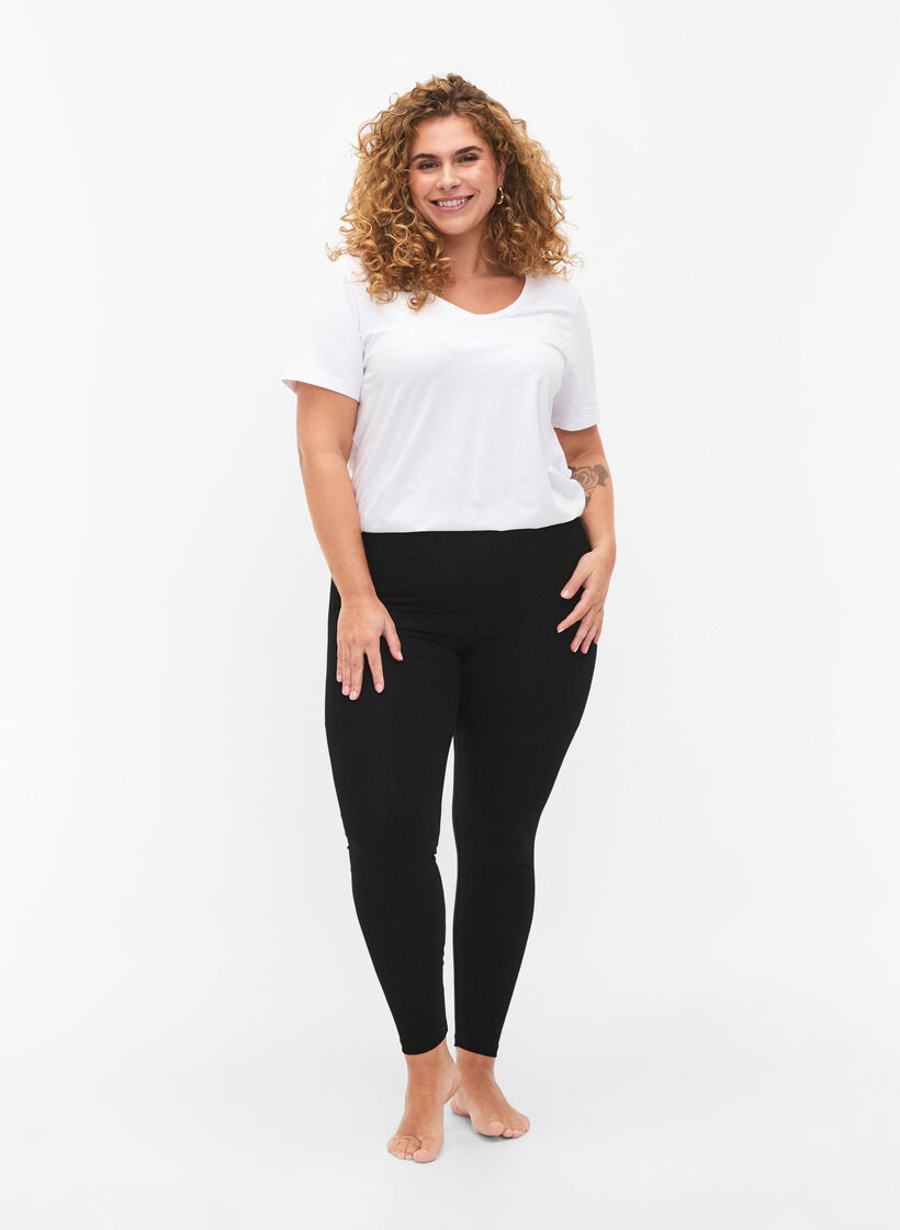 2-pack Baumwoll-Leggings, Schwarz, Model image number 1
