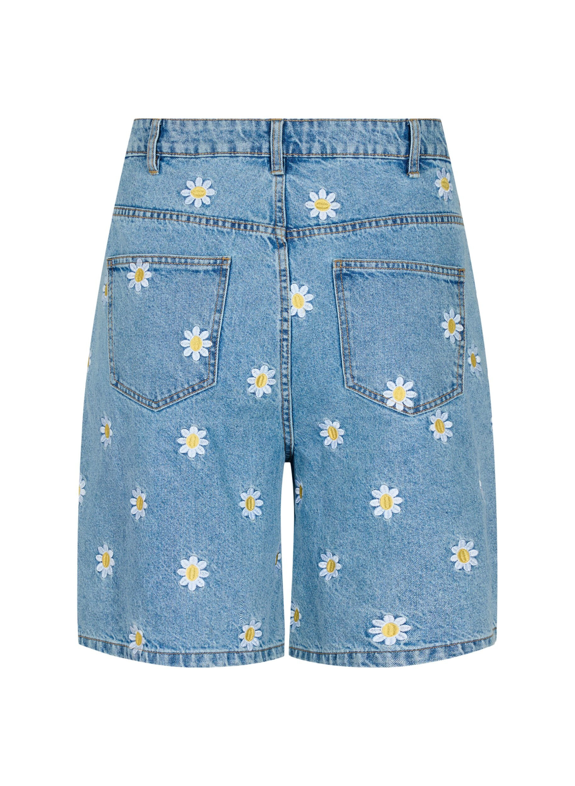 ZizziHochtaillierte Mille Shorts mit Blumenstickerei, Light Blue Flower, Packshot image number 1