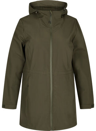Softshell-Jacke mit Kapuze und verstellbarer Taille, Forest Night, Packshot image number 0