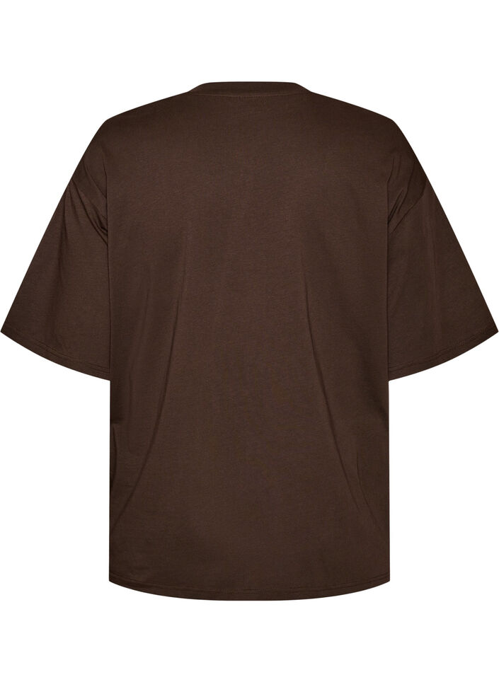 Oversized T-Shirt mit gro&szlig;em Fotoprint, Braun, Packshot image number 1