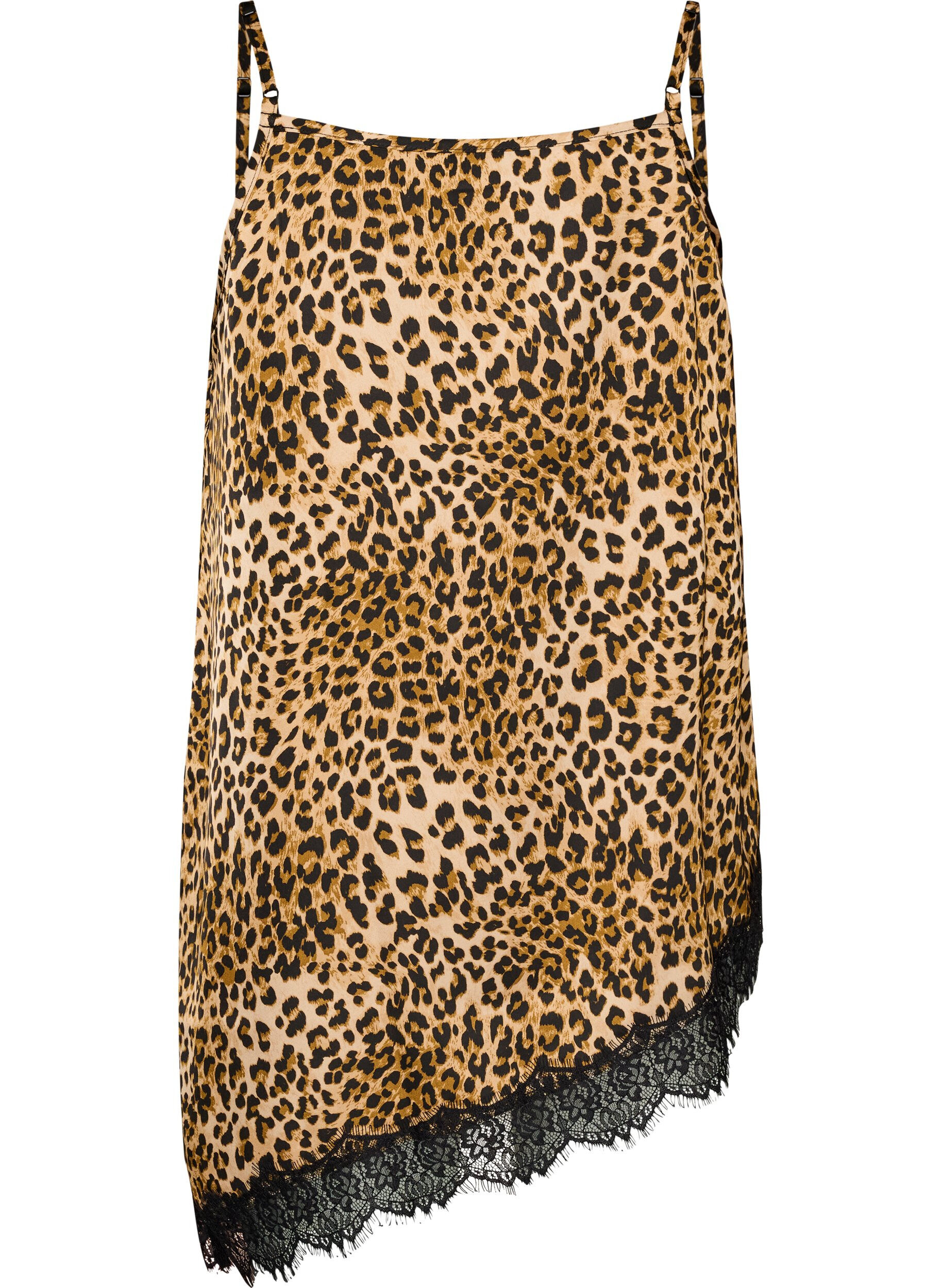ZizziTr&auml;gertop mit Spitze und asymmetrischem Saum, Braun, Packshot image number 1