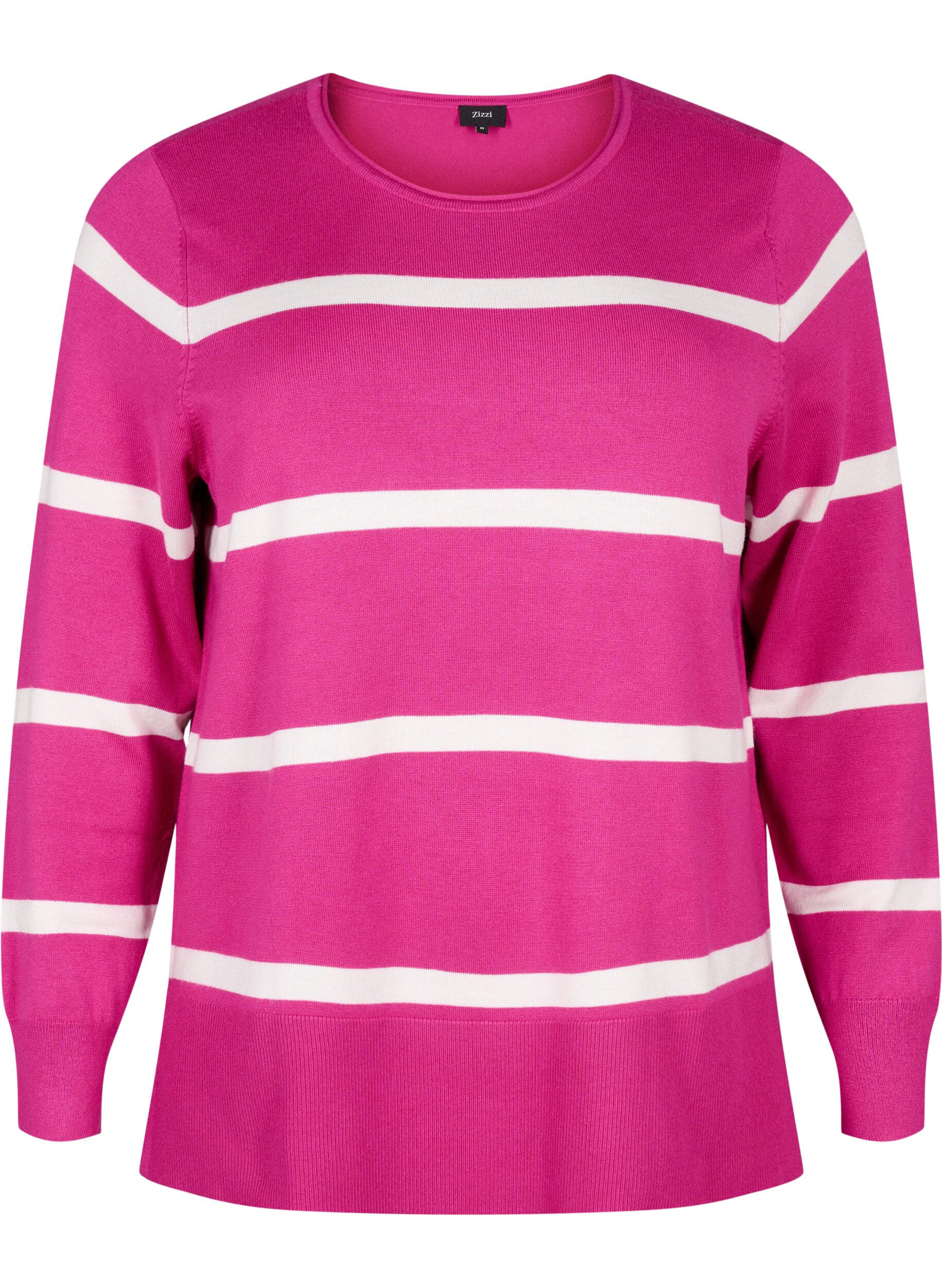 ZizziGestrickte Viskosebluse mit Streifen, Pink, Packshot image number 0