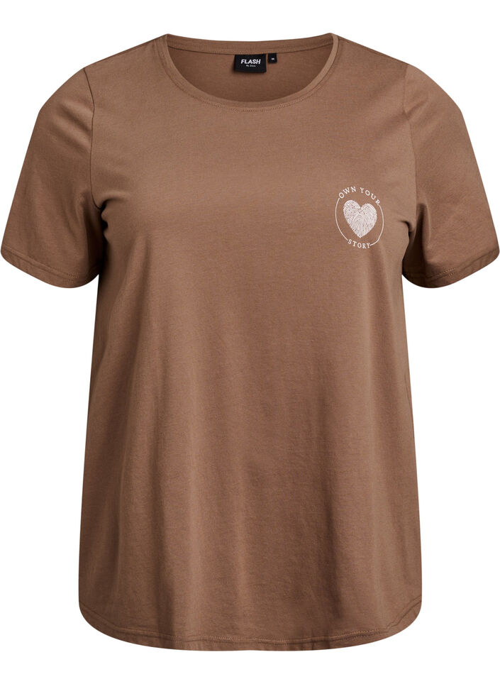 T-Shirt mit Print, Braun, Packshot image number 0