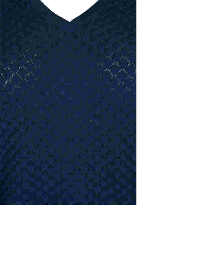 Gemusterte Strickbluse mit V-Ausschnitt, Navy Blazer, Packshot image number 2