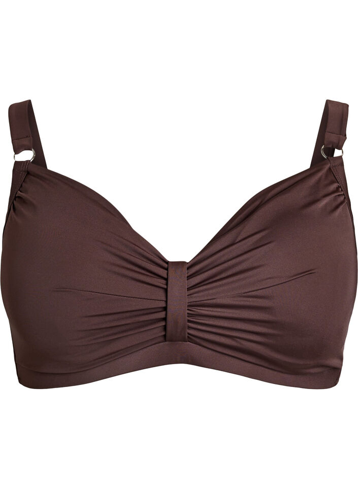 Bikini-BH mit B&uuml;gel und Drapierung, Braun, Packshot image number 0