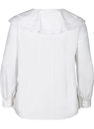 Hemdbluse aus Baumwolle mit großem Kragen, Bright White, Packshot image number 1