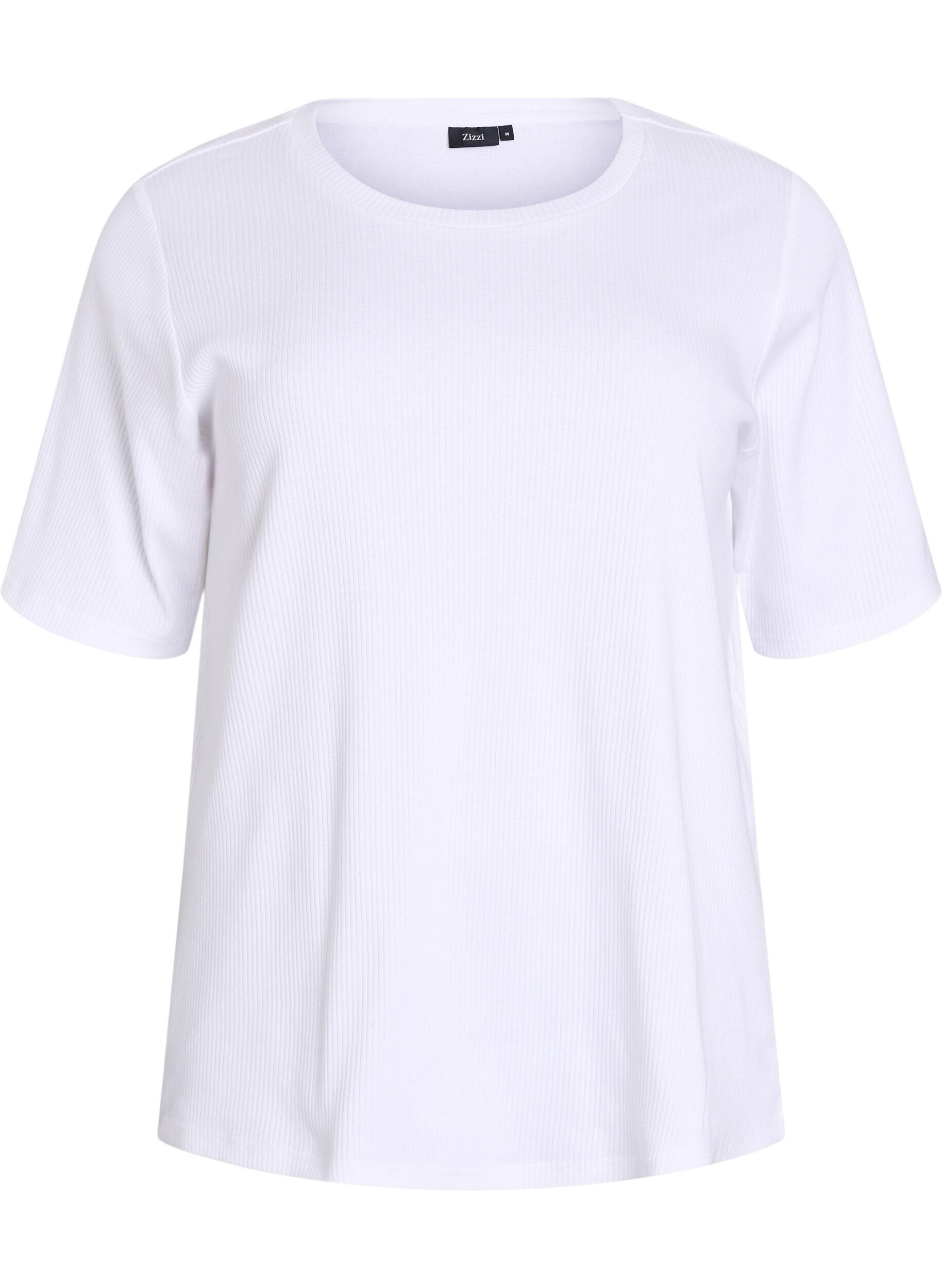 ZizziBluse aus geripptem Jersey mit kurzen &Auml;rmeln, Wei&szlig;, Packshot image number 0